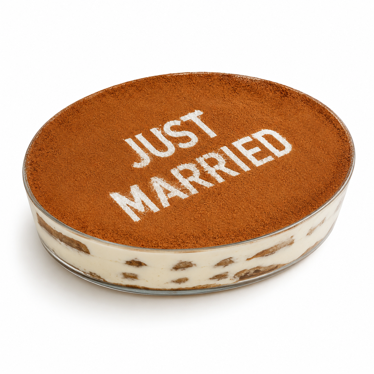 Custom acrylic cocoa stencil for wedding tiramisu