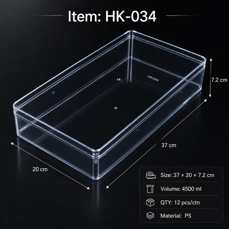 HK-034 large clear tiramisu tray 4500ml