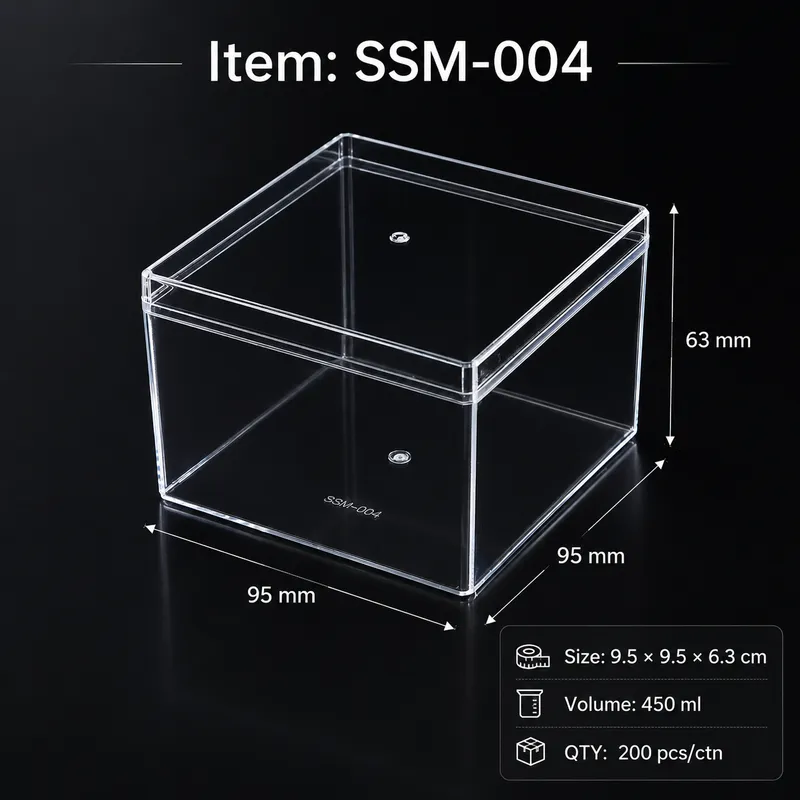 SSM-004 clear square dessert box 450ml