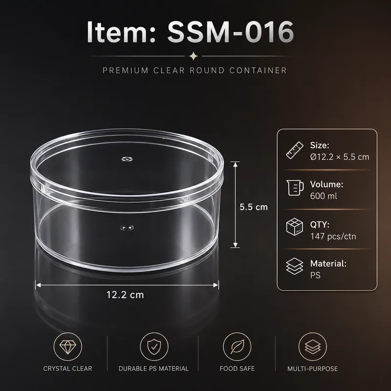 SSM-016 round clear dessert container 600ml